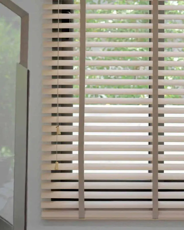 Timber blinds in a bright room